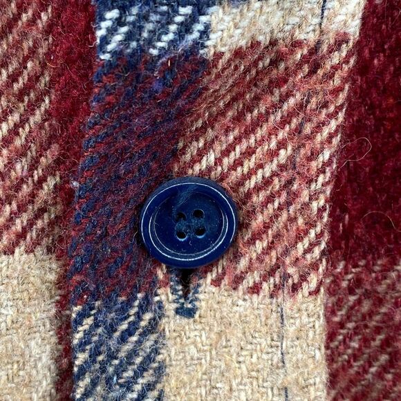 GIMBELS Shirt Mens L Wool Linen Blend Flannel Plaid Shacket Western Red Blue - Picture 5 of 11